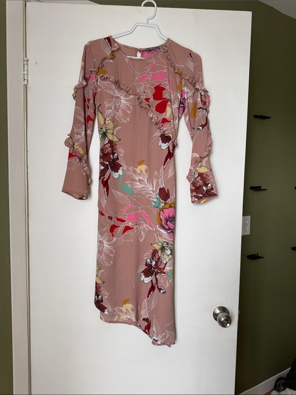 Blush Floral Ruffle Midi Dress